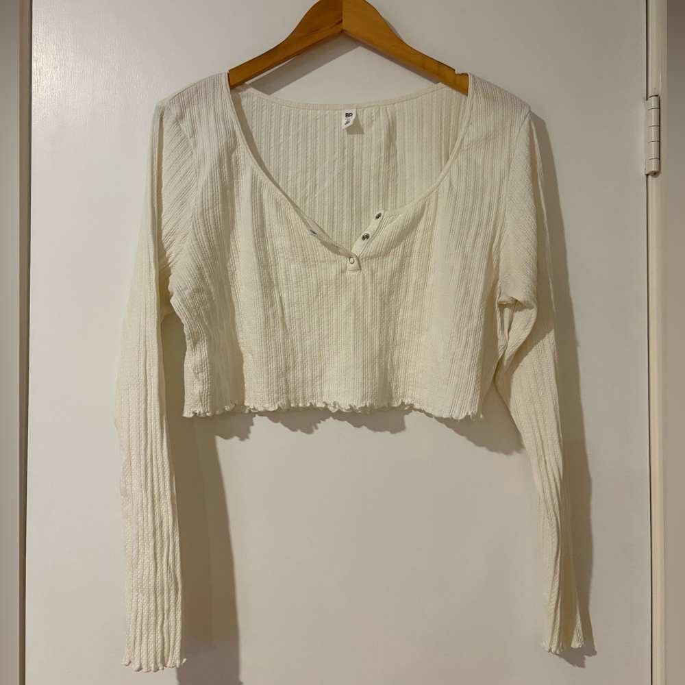 BP Cream Ribbed Crop Top